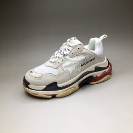 Balenciaga Fashion Leather Mesh Sneakers For Men And Women Beige