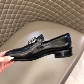 Balenciaga Calf Leather Square Head Palladium Plated BB Shoes For Men Black