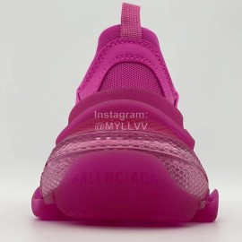 Balenciaga Fashion Leather Mesh Sneakers For Men And Women Rose Red