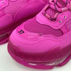 Balenciaga Fashion Leather Mesh Sneakers For Men And Women Rose Red