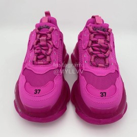 Balenciaga Fashion Leather Mesh Sneakers For Men And Women Rose Red