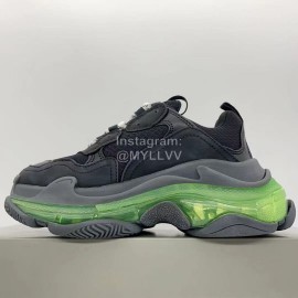 Balenciaga Fashion Leather Mesh Thick Soled Sneakers For Men And Women Black