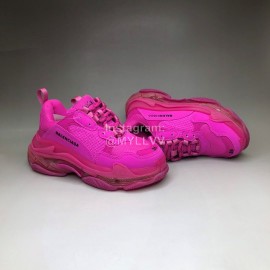 Balenciaga Fashion Leather Mesh Thick Soled Sneakers For Men And Women Rose Red
