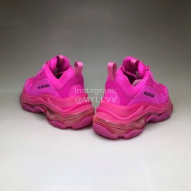 Balenciaga Fashion Leather Mesh Thick Soled Sneakers For Men And Women Rose Red