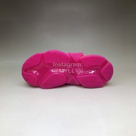 Balenciaga Fashion Leather Mesh Thick Soled Sneakers For Men And Women Rose Red