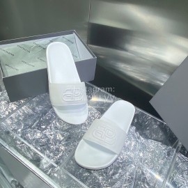 Balenciaga Fashion Embossed Leather Slippers For Men And Women White
