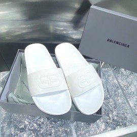 Balenciaga Fashion Embossed Leather Slippers For Men And Women White