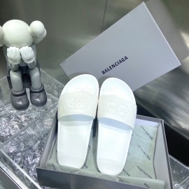 Balenciaga Fashion Embossed Leather Slippers For Men And Women White