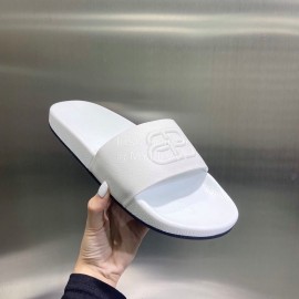 Balenciaga Fashion Embossed Leather Slippers For Men And Women White