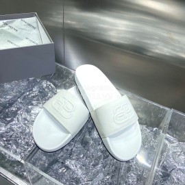 Balenciaga Fashion Embossed Leather Slippers For Men And Women White