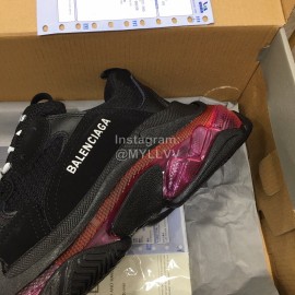 Balenciaga Triples Calf Leather Mesh Air Cushion Sneakers For Men And Women Black