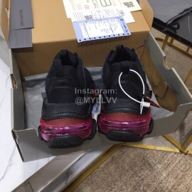 Balenciaga Triples Calf Leather Mesh Air Cushion Sneakers For Men And Women Black