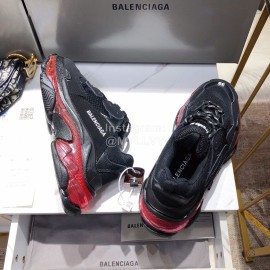 Balenciaga Triples Black Calf Leather Mesh Air Cushion Sneakers For Men And Women