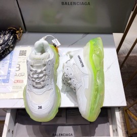 Balenciaga Triples Calf Leather Mesh Air Cushion Sneakers For Men And Women Green