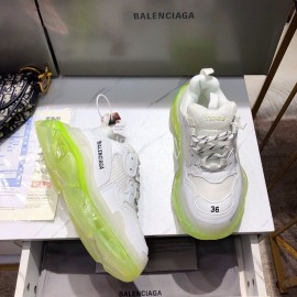 Balenciaga Triples Calf Leather Mesh Air Cushion Sneakers For Men And Women Green