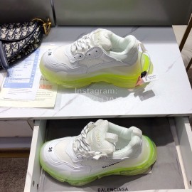 Balenciaga Triples Calf Leather Mesh Air Cushion Sneakers For Men And Women Green