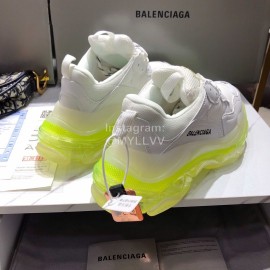 Balenciaga Triples Calf Leather Mesh Air Cushion Sneakers For Men And Women Green