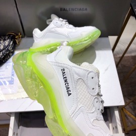 Balenciaga Triples Calf Leather Mesh Air Cushion Sneakers For Men And Women Green