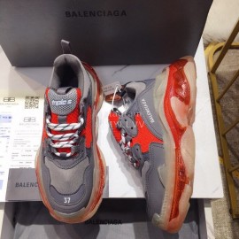 Balenciaga Triples Calf Leather Mesh Air Cushion Sneakers For Men And Women Gray