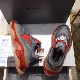 Balenciaga Triples Calf Leather Mesh Air Cushion Sneakers For Men And Women Gray