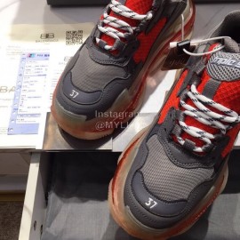 Balenciaga Triples Calf Leather Mesh Air Cushion Sneakers For Men And Women Gray