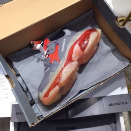 Balenciaga Triples Calf Leather Mesh Air Cushion Sneakers For Men And Women Gray