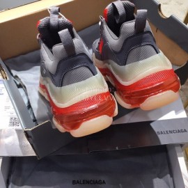 Balenciaga Triples Calf Leather Mesh Air Cushion Sneakers For Men And Women Gray