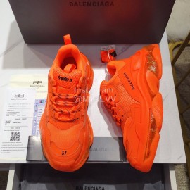 Balenciaga Triples Calf Leather Mesh Air Cushion Sneakers For Men And Women Orange