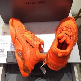 Balenciaga Triples Calf Leather Mesh Air Cushion Sneakers For Men And Women Orange