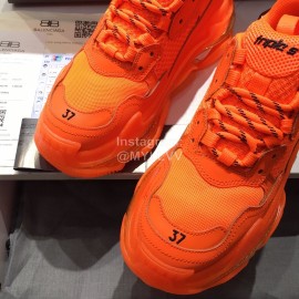 Balenciaga Triples Calf Leather Mesh Air Cushion Sneakers For Men And Women Orange