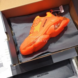 Balenciaga Triples Calf Leather Mesh Air Cushion Sneakers For Men And Women Orange