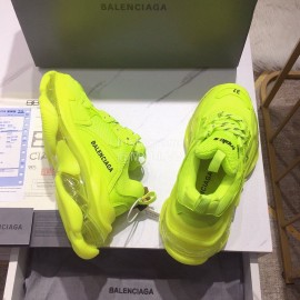 Balenciaga Triples Green Calf Leather Mesh Air Cushion Sneakers For Men And Women