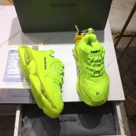 Balenciaga Triples Green Calf Leather Mesh Air Cushion Sneakers For Men And Women
