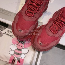 Balenciaga Triples Calf Leather Mesh Air Cushion Pink Sneakers For Men And Women