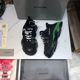 Balenciaga Triples Calf Leather Mesh Air Cushion Black Sneakers For Men And Women