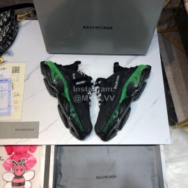 Balenciaga Triples Calf Leather Mesh Air Cushion Black Sneakers For Men And Women