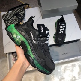 Balenciaga Triples Calf Leather Mesh Air Cushion Black Sneakers For Men And Women