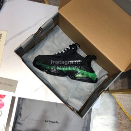 Balenciaga Triples Calf Leather Mesh Air Cushion Black Sneakers For Men And Women