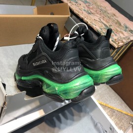 Balenciaga Triples Calf Leather Mesh Air Cushion Black Sneakers For Men And Women
