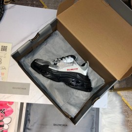 Balenciaga Triples Mesh Calf Leather Air Cushion Sneakers For Men And Women Gray