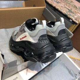 Balenciaga Triples Mesh Calf Leather Air Cushion Sneakers For Men And Women Gray