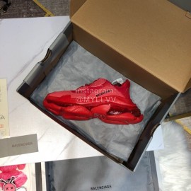 Balenciaga Triples Mesh Calf Leather Air Cushion Sneakers For Men And Women Red