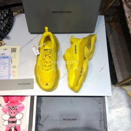 Balenciaga Triples Mesh Calf Leather Air Cushion Sneakers For Men And Women Yellow