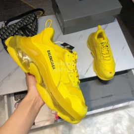 Balenciaga Triples Mesh Calf Leather Air Cushion Sneakers For Men And Women Yellow
