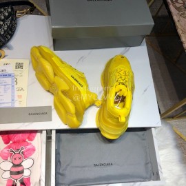 Balenciaga Triples Mesh Calf Leather Air Cushion Sneakers For Men And Women Yellow