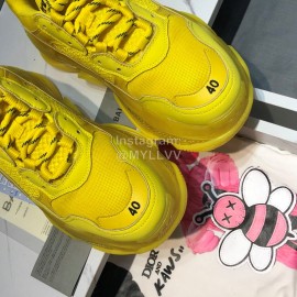 Balenciaga Triples Mesh Calf Leather Air Cushion Sneakers For Men And Women Yellow