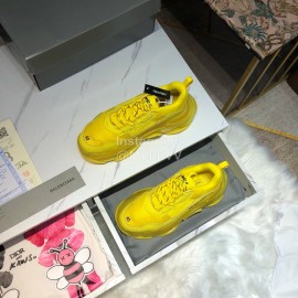 Balenciaga Triples Mesh Calf Leather Air Cushion Sneakers For Men And Women Yellow
