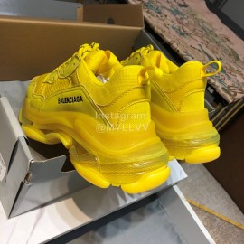 Balenciaga Triples Mesh Calf Leather Air Cushion Sneakers For Men And Women Yellow