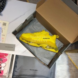 Balenciaga Triples Mesh Calf Leather Air Cushion Sneakers For Men And Women Yellow