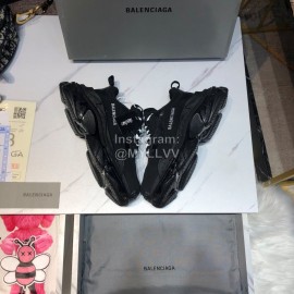 Balenciaga Triples Mesh Calf Leather Air Cushion Sneakers For Men And Women Black